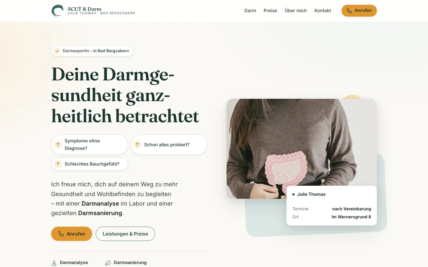 Startseite von ACUT & Darm, Julie Thomas