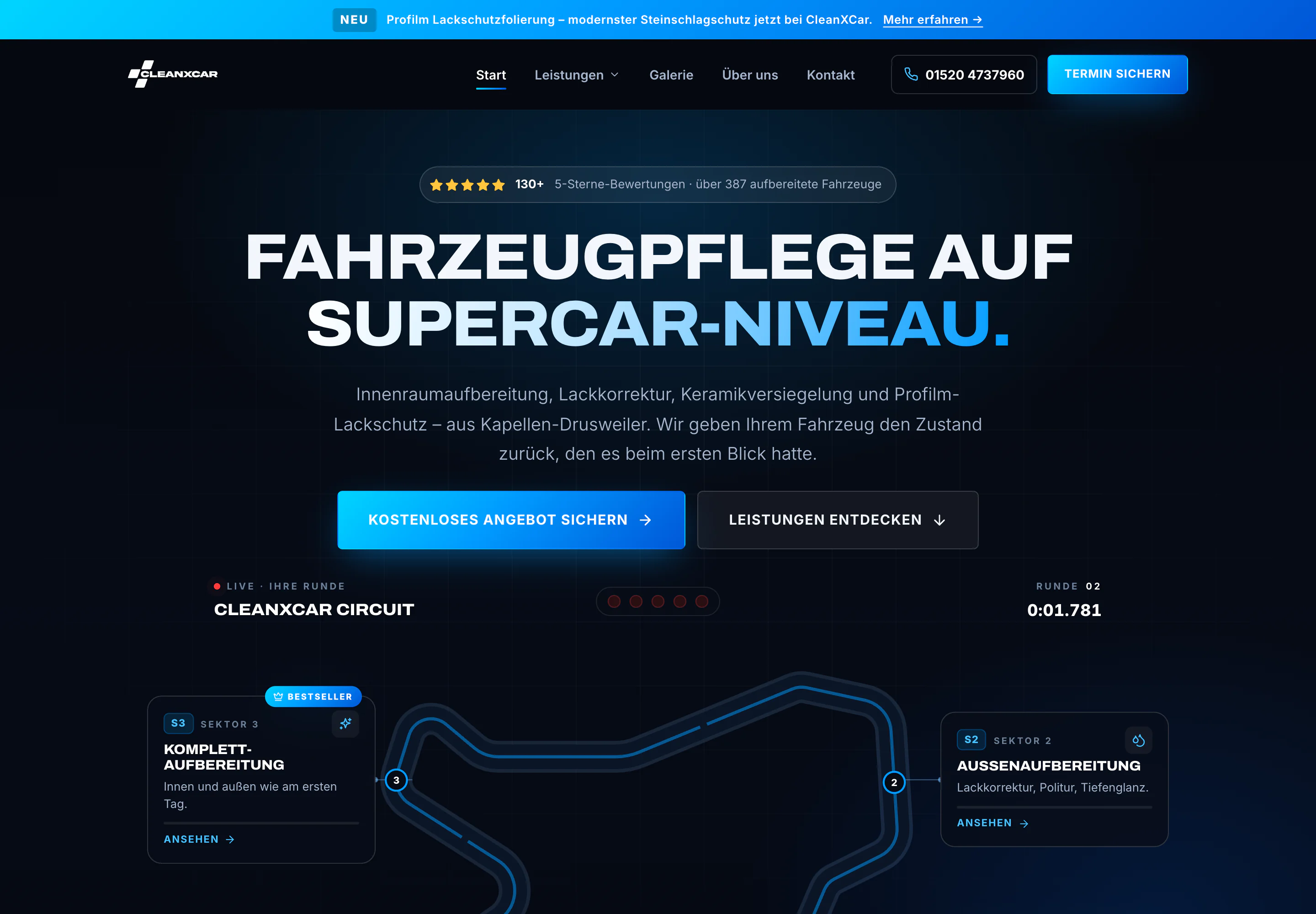 Neue Startseite von CleanXCar