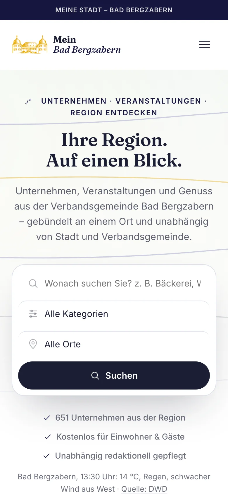 Startseite von Mein Bad Bergzabern auf dem Handy