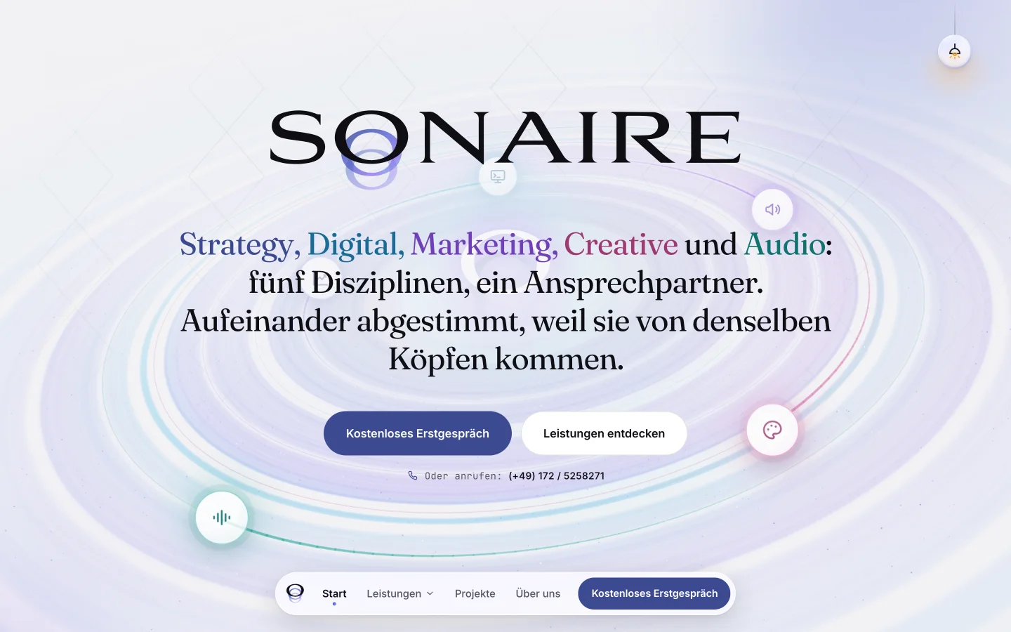 Startseite von sonaire.de im hellen Design