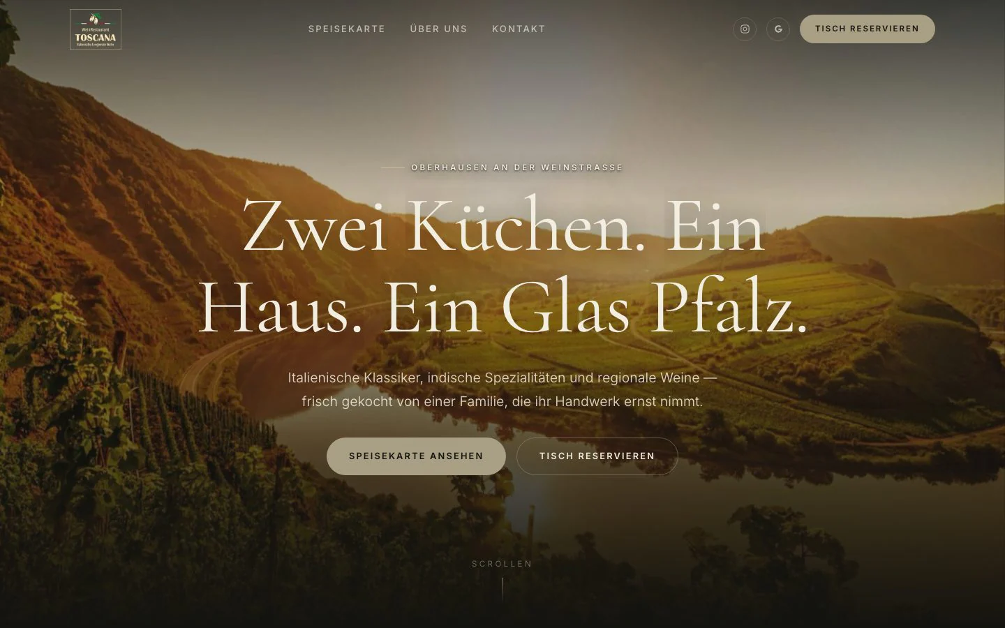 Startseite des WeinRestaurant Toscana